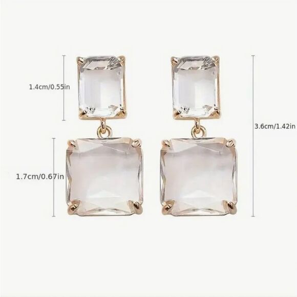 💛 NEW double dangle square crystal earrings 💛 - Picture 4 of 5